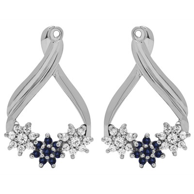 0.51 Carat Sapphire and Diamond Bypass Round Flower Earring Jackets