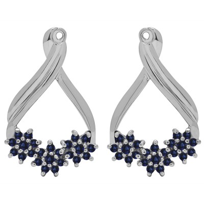 0.51 Carat Sapphire Bypass Round Flower Earring Jackets