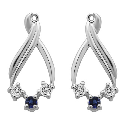 0.52 Carat Sapphire and Diamond Three Stone Chandalier Earring Jackets