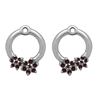 0.19 Carat Ruby Double Flower Prong Set Earing Jackets