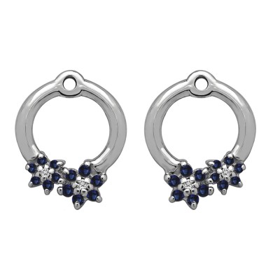 0.19 Carat Sapphire and Diamond Double Flower Prong Set Earing Jackets