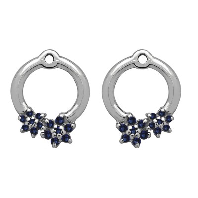 0.19 Carat Sapphire Double Flower Prong Set Earing Jackets