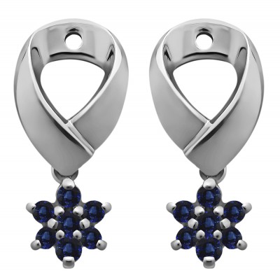 0.22 Carat Sapphire Flower Dangle Earring Jackets