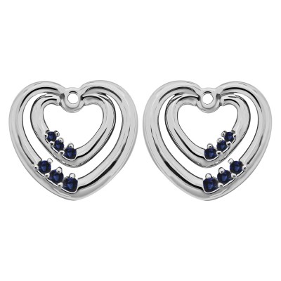 0.22 Carat Sapphire Double Heart Shaped Earring Jackets