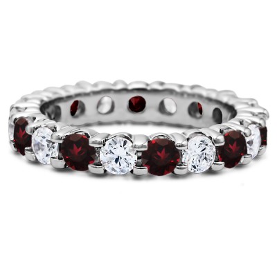 Ruby and Diamond Stackable 3.1mm Double Shared Prong Eternity Ring