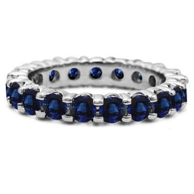 Sapphire Stackable 3.1mm Double Shared Prong Eternity Ring