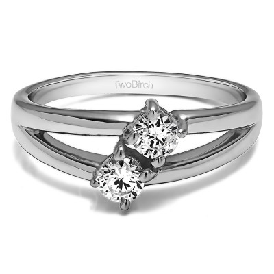 0.36 Carat Together 4Ever:  Open TwoStone Ring by TwoBirch