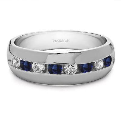 0.52 Ct. Sapphire and Diamond Channel set Men's Band with Open Ended Channel