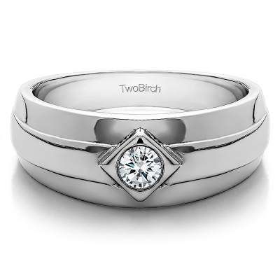 0.3 Ct. Burnished Solitaire Men's Wedding Band