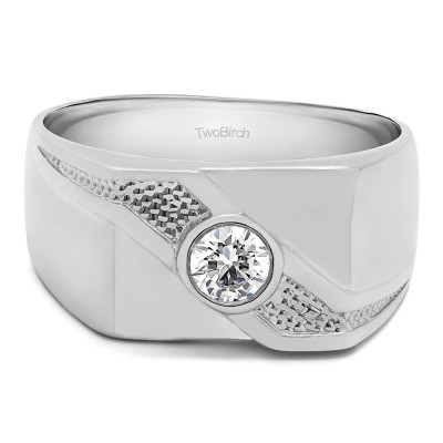 0.3 Ct. Bezel Set Solitaire Men's Ring with Twisted Shank