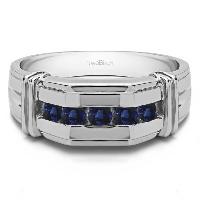 0.36 Ct. Sapphire Channel Set Men's Ring With Bars