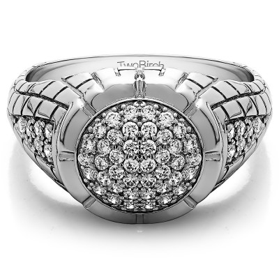 0.54 Ct. Domed Men's Ring with Engraved Design