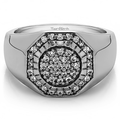0.48 Ct. Domed Men's Ring with Engraved Design