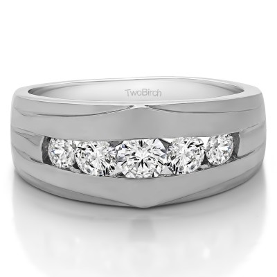 1.2 Ct. Classic Channel Set Five Stone Men's Ring