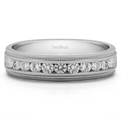 0.99 Ct. Channel Set Men's Wedding Ring Featuring Millgrain Design