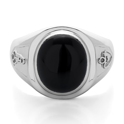 Cabochon Onyx Men's Masonic Ring