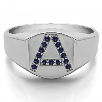 0.1 Ct. Sapphire Personalized Men's Letter Ring Available in A to Z