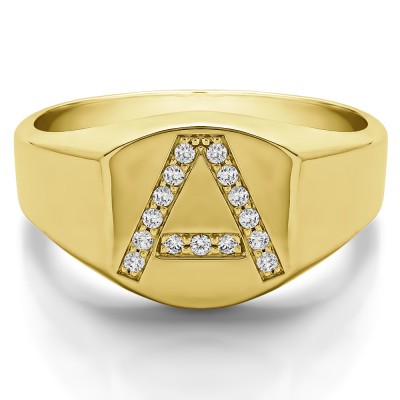 0.1 Ct. Personalized Men's Letter Ring Available in A to Z in Yellow Gold