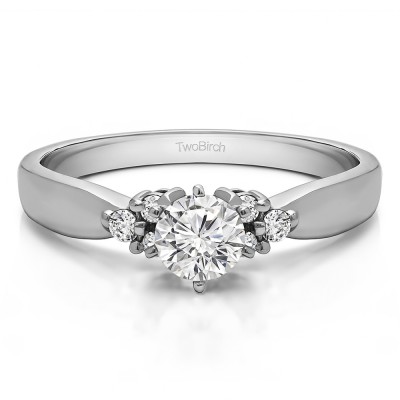 0.29 Carat Classic Three Stone Promise Ring With Cubic Zirconia Mounted in Sterling Silver.(Size 7)