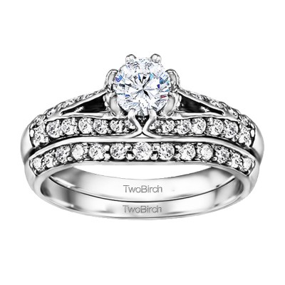 Knife Edged Engagement Ring Bridal Set (2 Rings) (1.11 Ct. Twt.)
