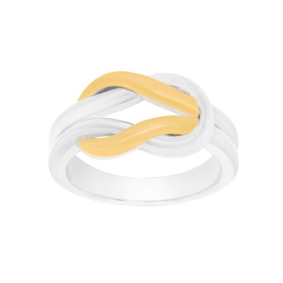 Solid Two-Tone Sterling Silver and 18k Yellow Gold Plated  Celtic Love Knot Promise Ring