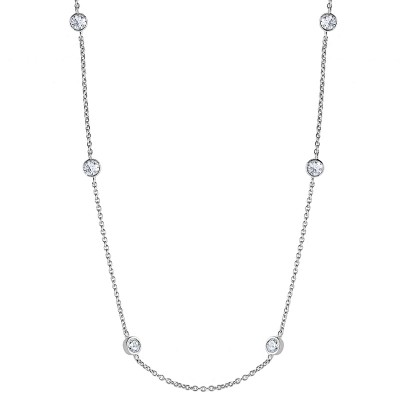 Sterling Silver 36 Inch Diamonds by the Yard Necklace with Cubic Zirconia