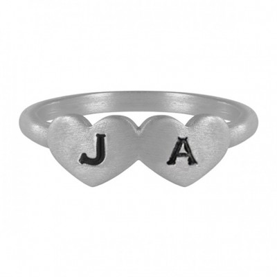 Double Heart Shaped Initial Ring
