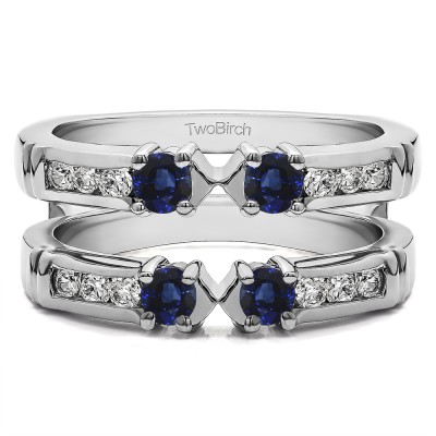 0.76 Ct. Sapphire and Diamond Three Stone Ring Guard Enhancer