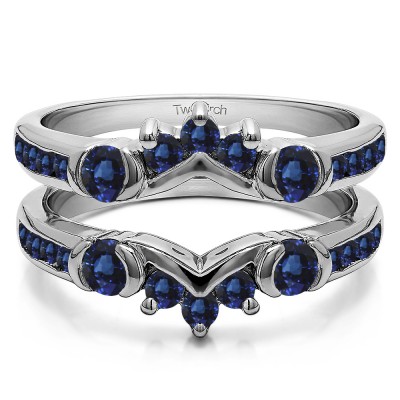 1.01 Ct. Sapphire Half Halo Prong and Channel Set Ring Guard