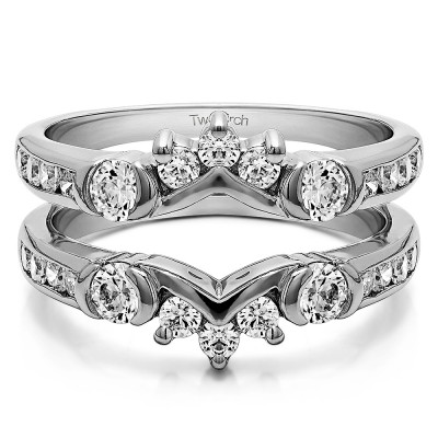 1.01 Ct. Half Halo Prong and Channel Set Ring Guard With Cubic Zirconia Mounted in Sterling Silver.(Size 13)