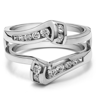 0.77 Ct. Round Channel Set Bypass Twist Jacket Ring Guard