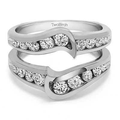 0.27 Ct. Channel Set Knott Chevron Ring Guard With Cubic Zirconia Mounted in Sterling Silver.(Size 11)