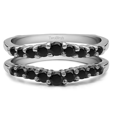 0.71 Ct. Black Stone Double Shared Prong Contoured Ring Guard