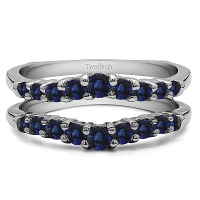 0.71 Ct. Sapphire Double Shared Prong Contoured Ring Guard