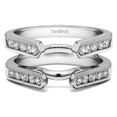 0.7 Ct. Princess Cut Channel Cathedral Ring Guard