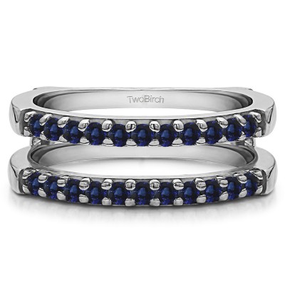 0.51 Ct. Sapphire Double Shared Prong Straight Ring Guard
