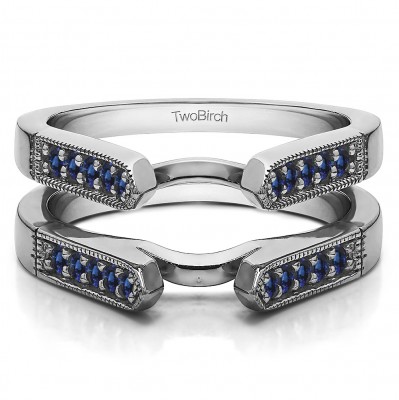 0.4 Ct. Sapphire Millgrained Edge Cathedral Ring Guard