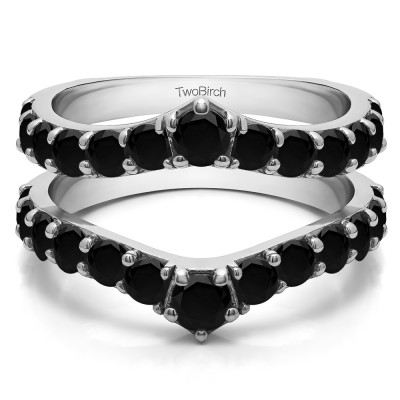 0.74 Ct. Black Stone Graduated Shared Prong Contour Ring Guard