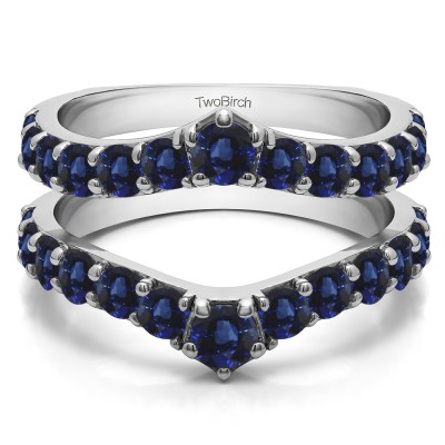 0.74 Ct. Sapphire Graduated Shared Prong Contour Ring Guard