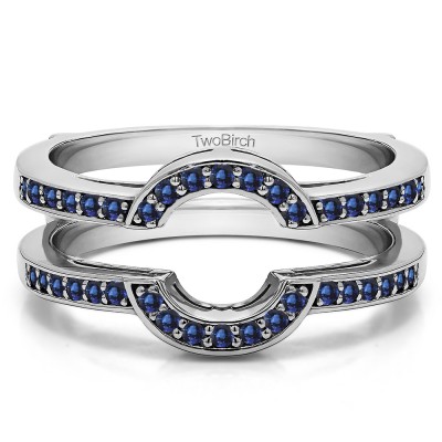 0.38 Ct. Sapphire Round Halo Wedding Ring Guard