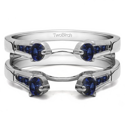 0.75 Ct. Sapphire Cathedral Three Stone Ring Guard