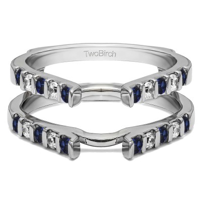 0.5 Ct. Sapphire and Diamond Cathedral Bar Set Wedding Ring Guard