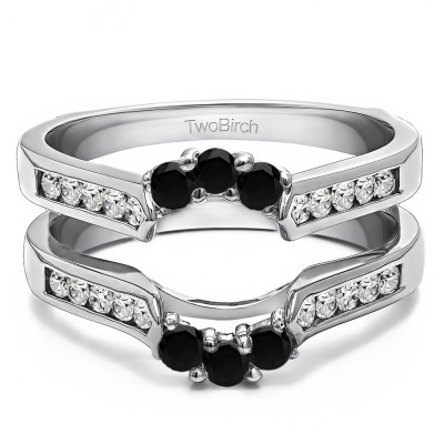 0.54 Ct. Black and White Stone Royalty Inspired Half Halo Ring Guard Enhancer