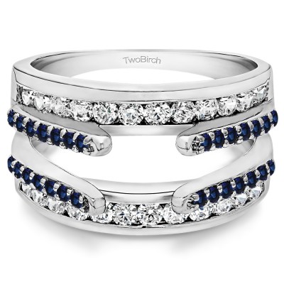 0.5 Ct. Sapphire and Diamond Combination Cathedral and Classic Ring Guard
