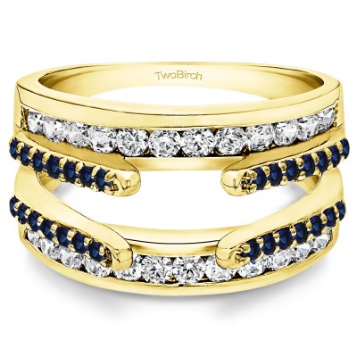 0.5 Ct. Sapphire and Diamond Combination Cathedral and Classic Ring Guard in Yellow Gold