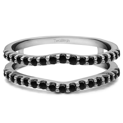 0.24 Ct. Black Stone Double Shared Prong Curved Ring Guard