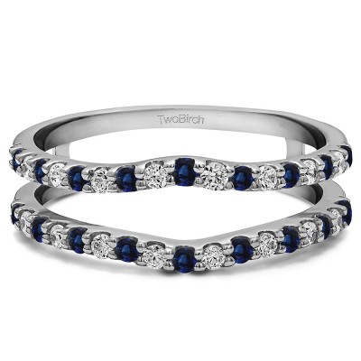 0.24 Ct. Sapphire and Diamond Double Shared Prong Curved Ring Guard