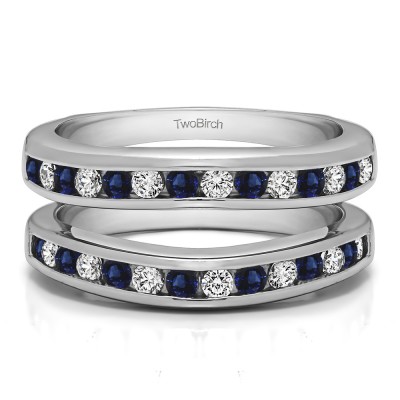 0.66 Ct. Sapphire and Diamond Channel Set Contour Wedding Ring
