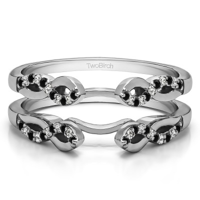 0.22 Ct. Black and White Stone Cathedral Infinity Designed Wedding ring guard