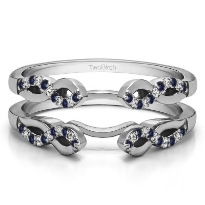 0.22 Ct. Sapphire and Diamond Cathedral Infinity Designed Wedding ring guard
